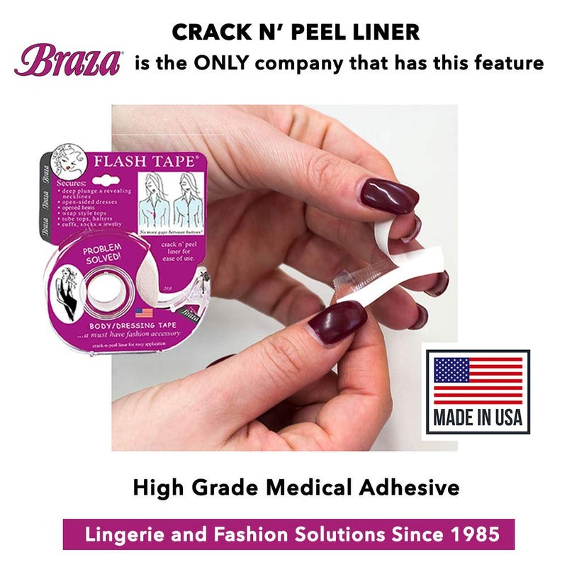 Braza Flash Tape - Double Sided Clear Adhesive Clothing, Fabric and Body Tape, (4) 20ft Rolls - Image 2